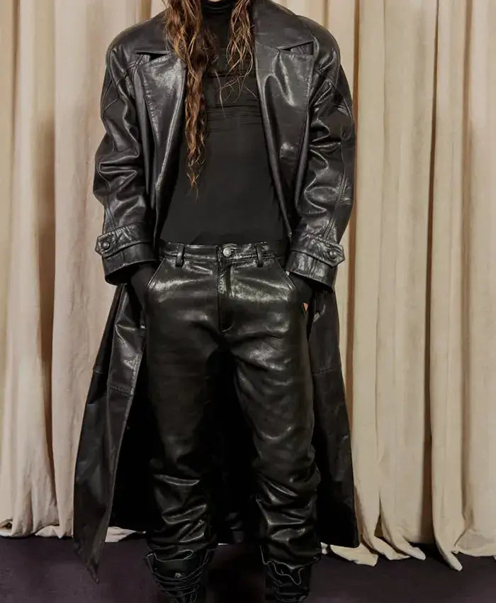 Kai Cenat VIVET 2026 Black Leather Trench Coat