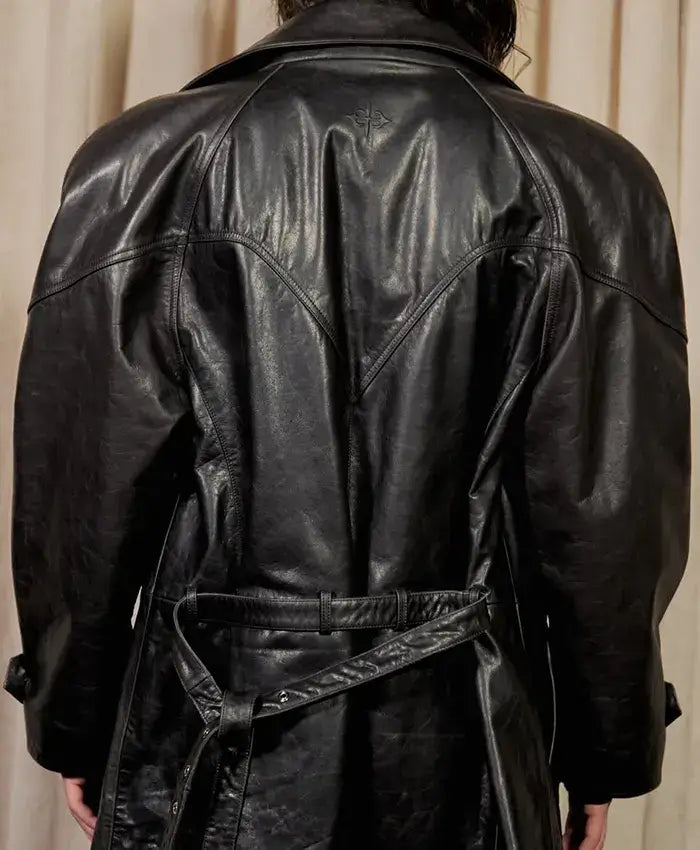Kai Cenat VIVET Black Leather Trench Coat